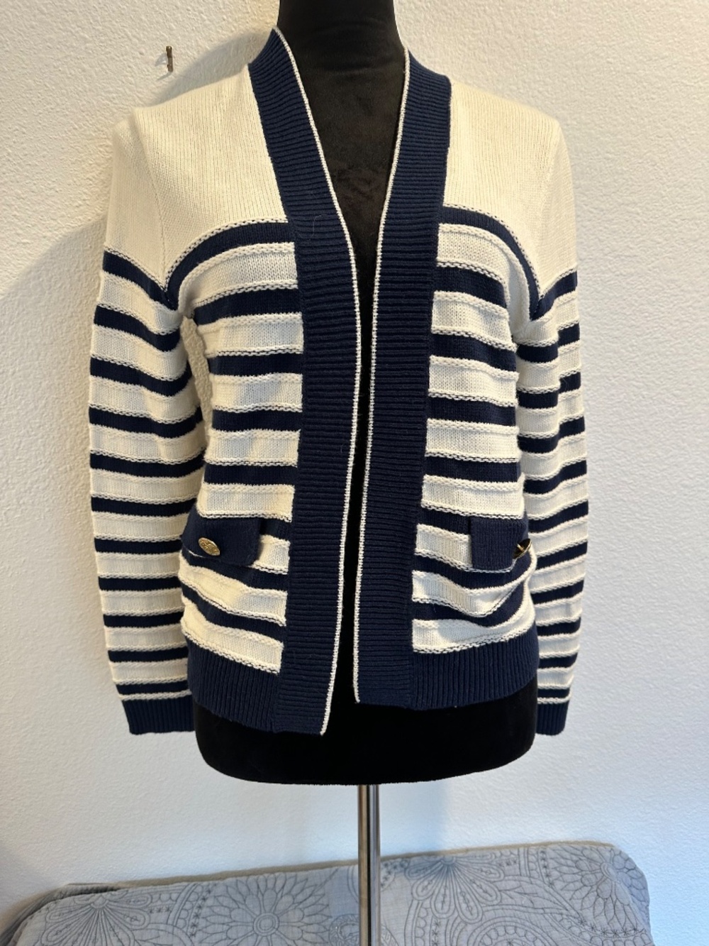 J Crew Blue and white Cardigan. - Picture 2 of 5